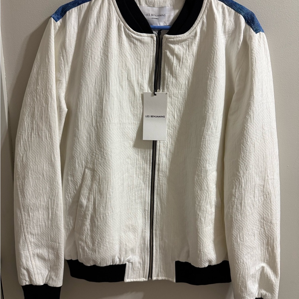 White and Blue Bomber Jacket